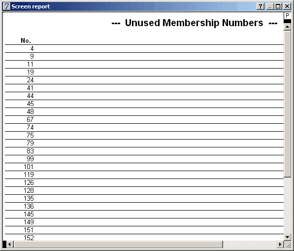 unused number report